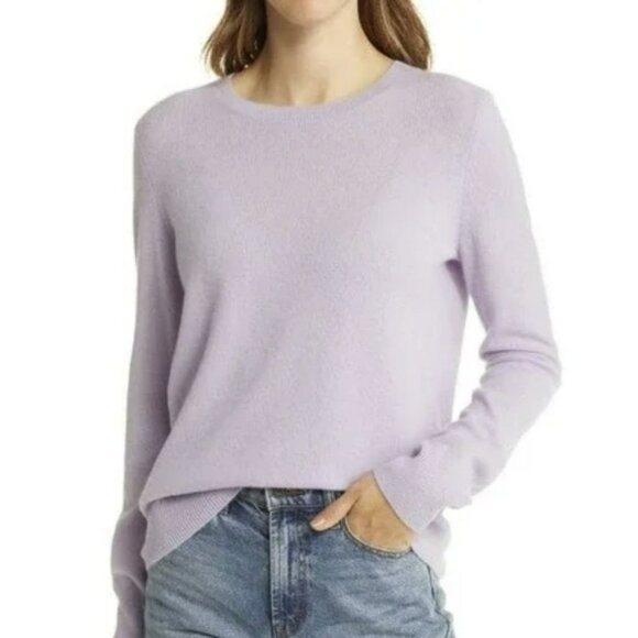 By Bloomingdales Lavender Serenity Blue Cashmere Crewneck Sweater L - Picture 1 of 5